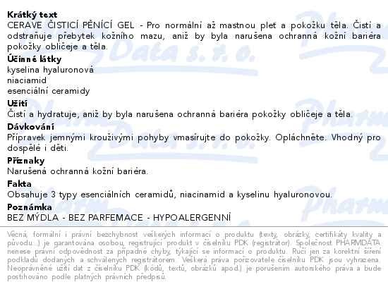Příbalový leták - CERAVE Čisticí pěnící gel 473 ml