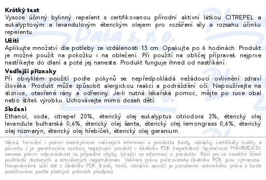 Příbalový leták - LEROS bylinný repelent 100ml