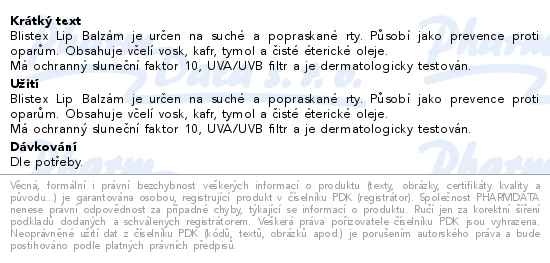 Příbalový leták - Blistex Lip balzám na rty 6ml
