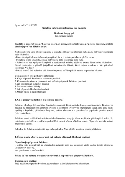 Příbalový leták (SUKL) - Beldimet 1mg/g gel 30g