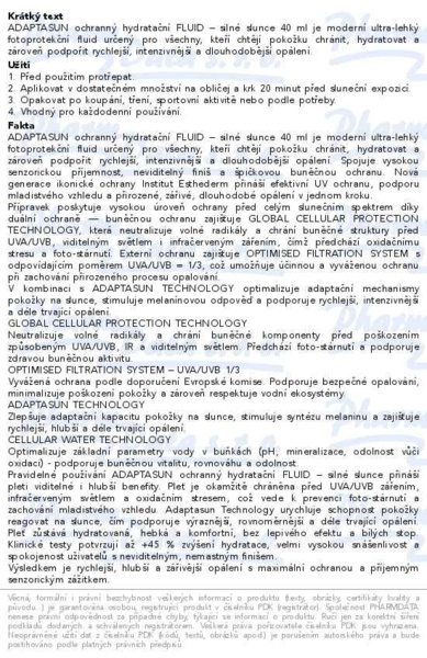 Příbalový leták - ESTHEDERM Adaptasun hydratační fluid 40ml