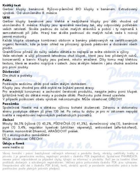 Příbalový leták - Gerber Křupky banánové BIO 35g 8M+