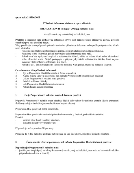 Příbalový leták (SUKL) - Preparation H rct.ung.1x25g