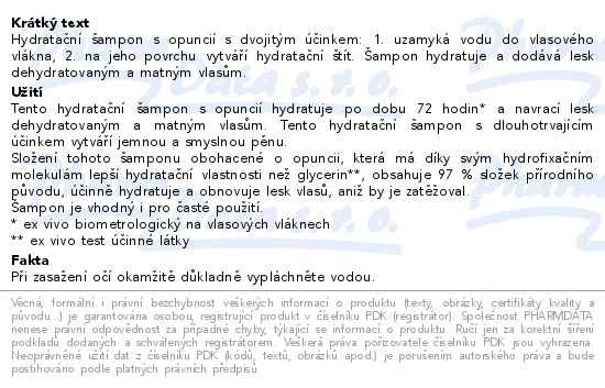Příbalový leták - KLORANE Hydratační šampon s opuncií 200ml