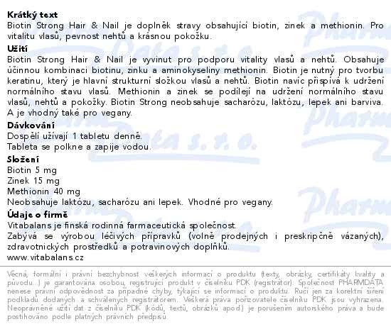 Příbalový leták - Biotin Strong 60+30 tablet