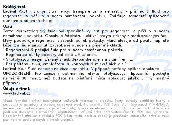Příbalový leták - Ladival Akut Fluid po opalování 200ml