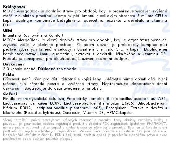 Příbalový leták - MOVit AlergoBlock cps.60