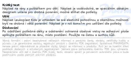 Příbalový leták - Leukoplast Kids náplast role 6cmx1m