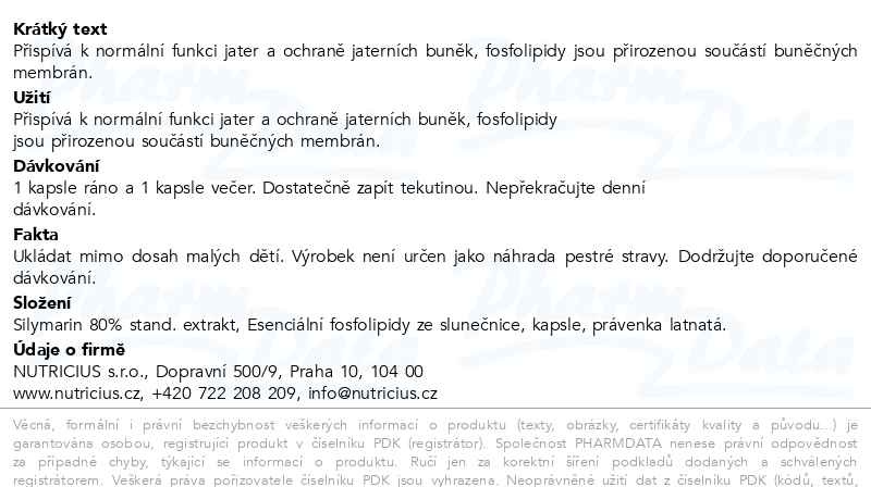 Příbalový leták - Esenciální Fosfolipidy + Silymarin cps.100