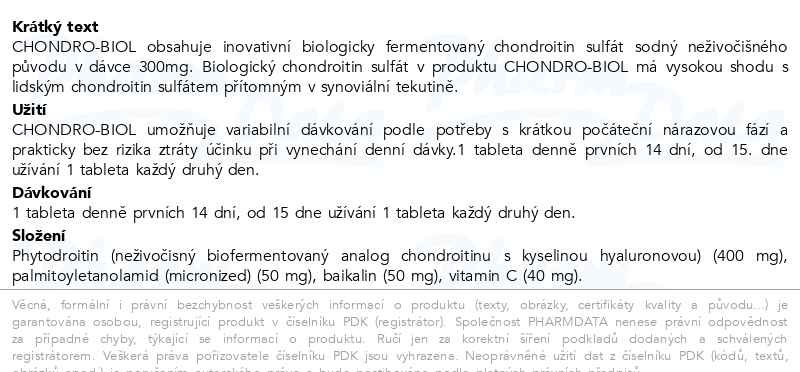 Příbalový leták - Chondro-Biol 30 tablet