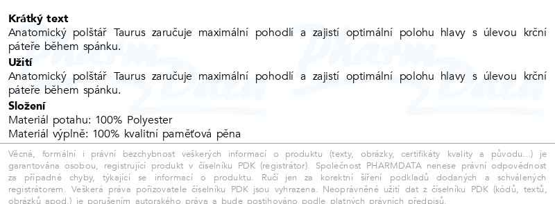 Příbalový leták - Connect IT ergonomický polštář Taurus