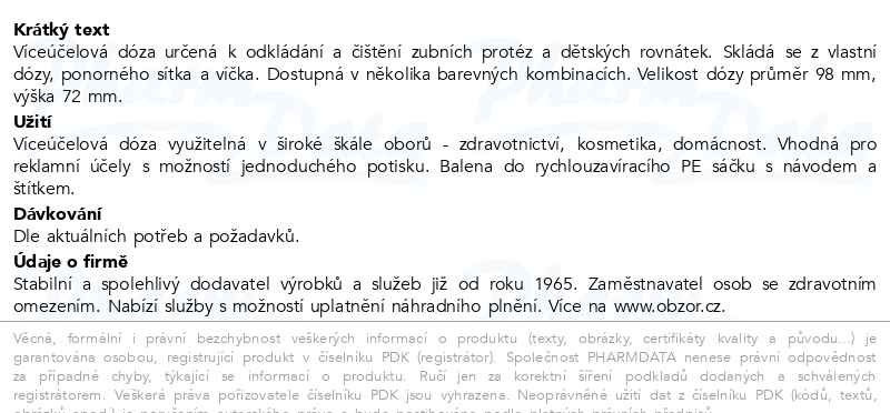 Příbalový leták - Dentální dóza OBZOR bílá/bílá