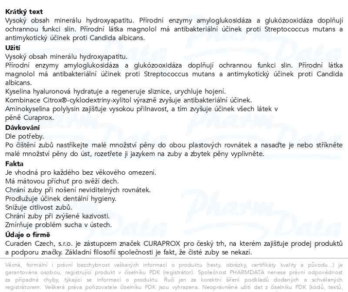 Příbalový leták - CURAPROX Aligner foam 40ml