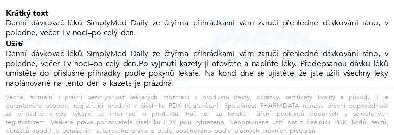 Příbalový leták - SimplyMed Dávkovač léků denní Daily