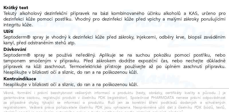 Příbalový leták - Septoderm spray s rozprašovačem 250ml