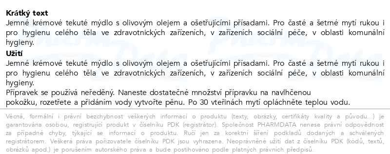 Příbalový leták - Prosavon 5 l krémové tekuté mýdlo