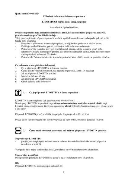 Příbalový leták (SUKL) - Livostin 0.5mg/ml nas.spr.sus.1x10ml