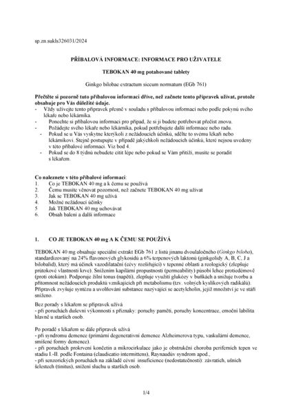 Příbalový leták (SUKL) - Tebokan 40mg por.tbl.flm.100x40mg