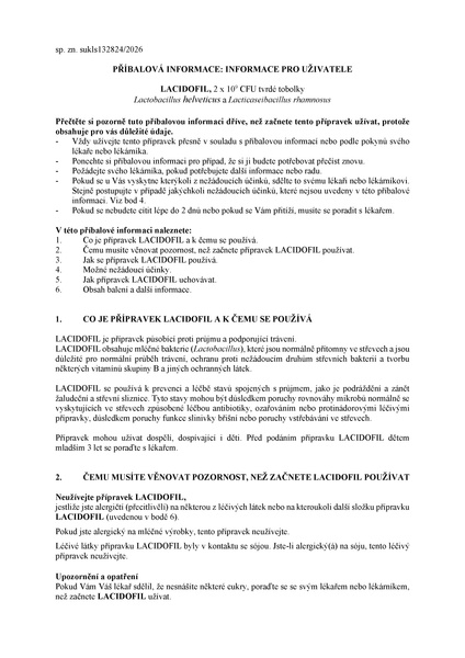 Příbalový leták (SUKL) - Lacidofil 2x10^9CFU cps.dur.60