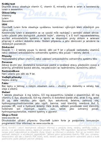Příbalový leták - Ocuvite LUTEIN forte tbl.30