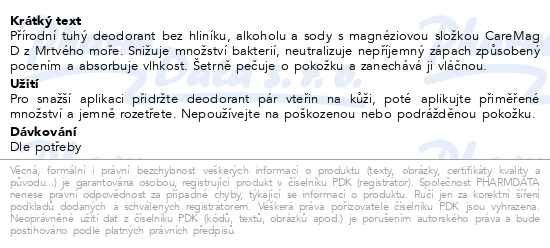 Příbalový leták - Saloos Bio přírodní deodorant Levandule 60g