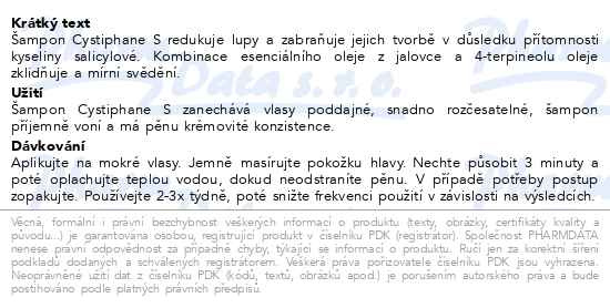 Příbalový leták - Cystiphane Biorga S normali.šampon proti lup.200ml