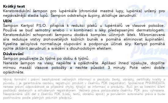 Příbalový leták - DUCRAY Kertyol PSO Keratoredukční šampon 200ml