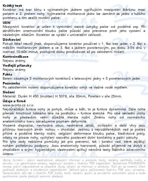 Příbalový leták - svorto 029 Korektor molitan uni