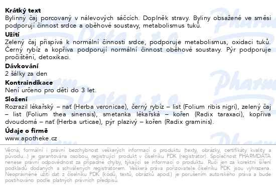 Příbalový leták - Apotheke Na cholesterol čaj 20x1.5g