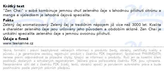 Příbalový leták - TEEKANNE Zen Chai 20x1.75g
