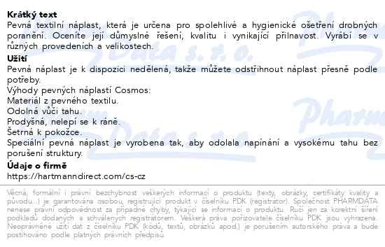 Příbalový leták - COSMOS náplast Pevná 1mx8cm