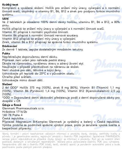 Příbalový leták - Magnesium B-komplex VÁNOCE Glenmark tbl.120+60