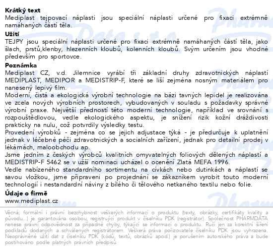 Příbalový leták - Náplast Mediplast 5cmx10m 1ks 1240XT tejpovací