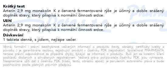 Příbalový leták - Arterin 2.9mg tbl.90