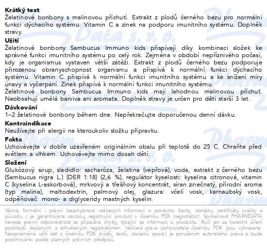 Příbalový leták - Sambucus Immuno kids želatinové bonbony 60 kusů