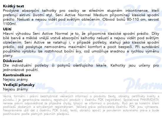 Příbalový leták - Seni Active Normal Medium ink.plen.kalhotky 10ks