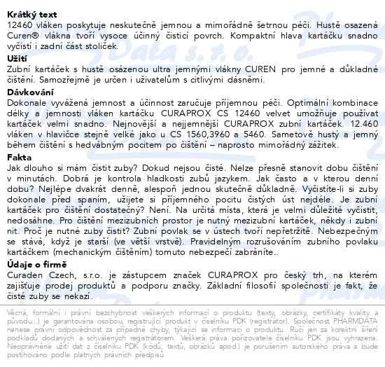 Příbalový leták - CURAPROX CS 12460 zubní kartáček Velvet