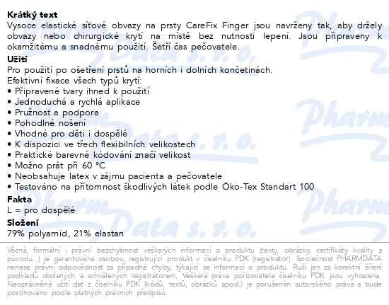 Příbalový leták - Carefix finger elastický síťový obvaz vel.L 20ks