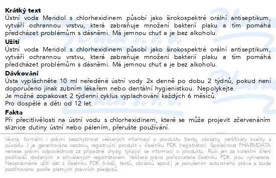 Příbalový leták - MERIDOL ústní voda s chlorhexidinem 02% 300ml