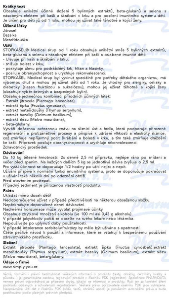 Příbalový leták - STOPKAŠEL Medical sirup OD 1 ROKU 100+50ml NAVÍC