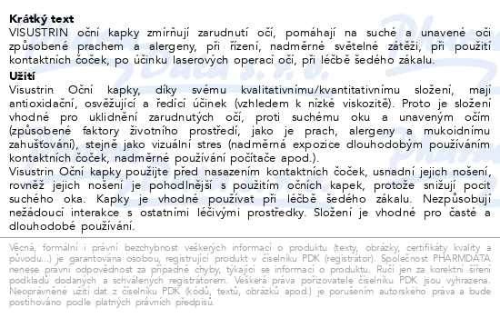 Příbalový leták - VISUSTRIN Oční kapky 10 ampulí