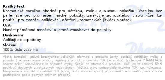 Příbalový leták - Petroleum Jelly toaletní vazelína 280 ml