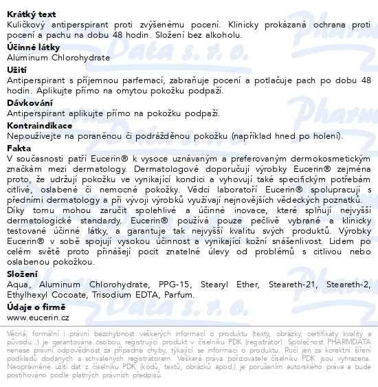Příbalový leták - EUCERIN kuličkový antiperspirant 50ml