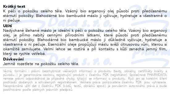 Příbalový leták - Saloos Šlehané máslo BIO tělové arganové 150ml
