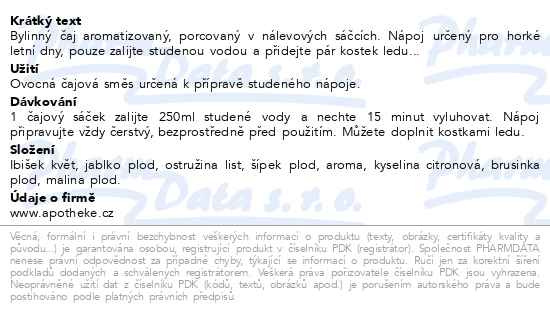 Příbalový leták - Apotheke CoolTea Brusinka s malinou čaj 20x2g