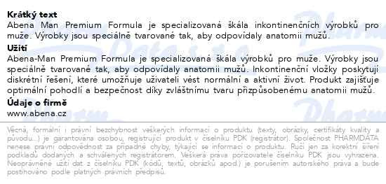 Příbalový leták - Inkont.vložky Abena Man Premium Formula 1 15ks