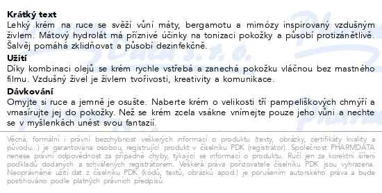 Příbalový leták - LEROS živel Vzduch krém na ruce 30ml
