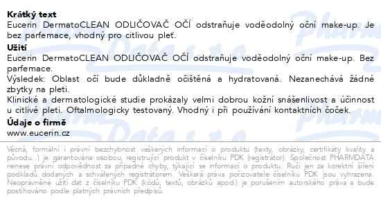 Příbalový leták - EUCERIN DermatoCLEAN odličovač očí 125ml 2020