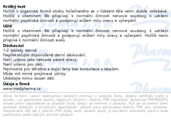 Příbalový leták - MedPharma Magnesium citrát Forte B6 tbl.67
