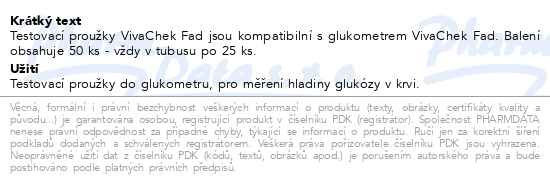 Příbalový leták - Proužky do glukometru VivaChek Fad 50ks
